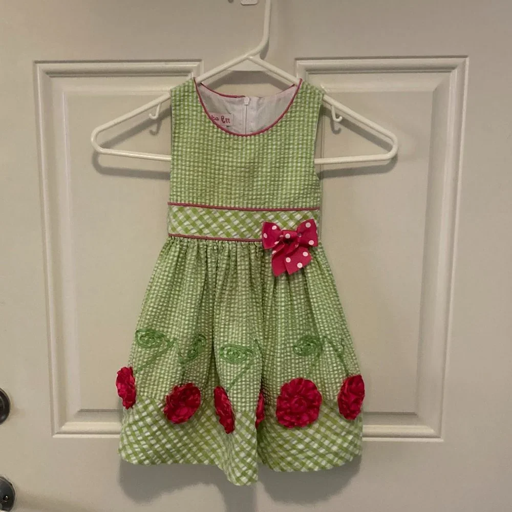 Girls Dresses Size 2T Lot of 2 EUC Green Pink Red White